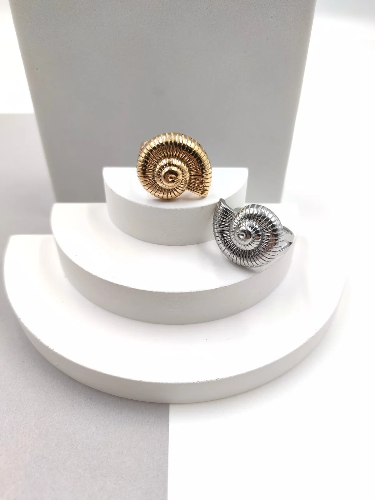 Stainless Steel Embossed Seashell Ring by Magis Handmade Jewels – view 2