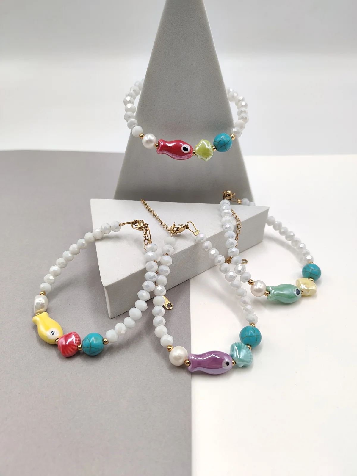 Bracelet with Crystals and Ceramic Beads by Magis Handmade Jewels – view 2