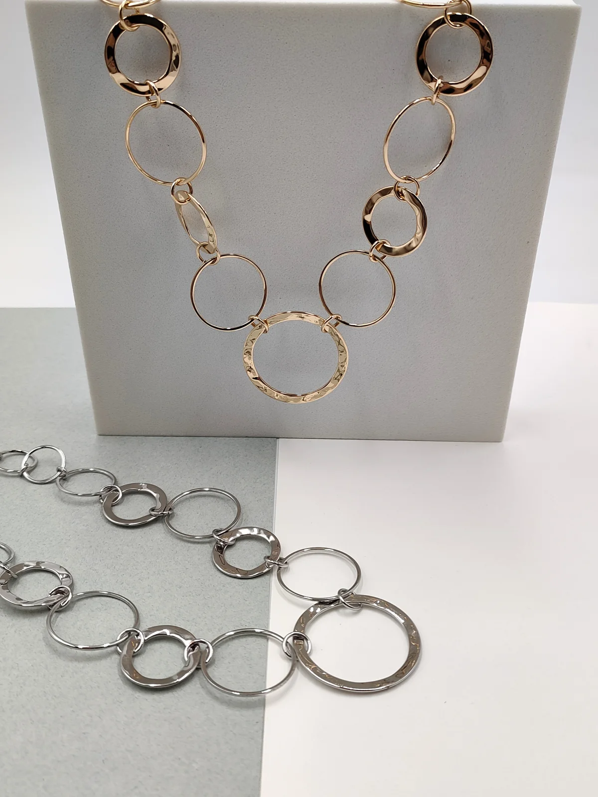 Stainless Steel Choker Necklace with Circles by Magis Handmade Jewels – view 3
