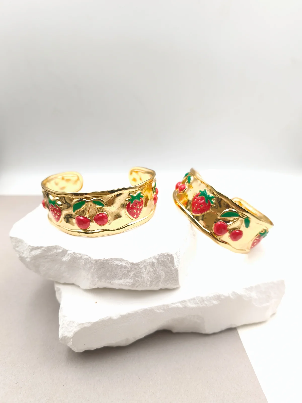Stainless Steel Bracelet with Embossed Designs and Enamel by Magis Handmade Jewels – view 3