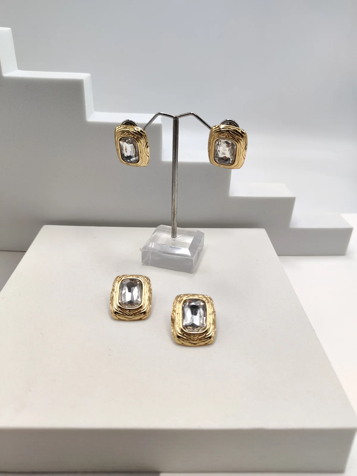 Stainless Steel Earrings with Crystals #722986