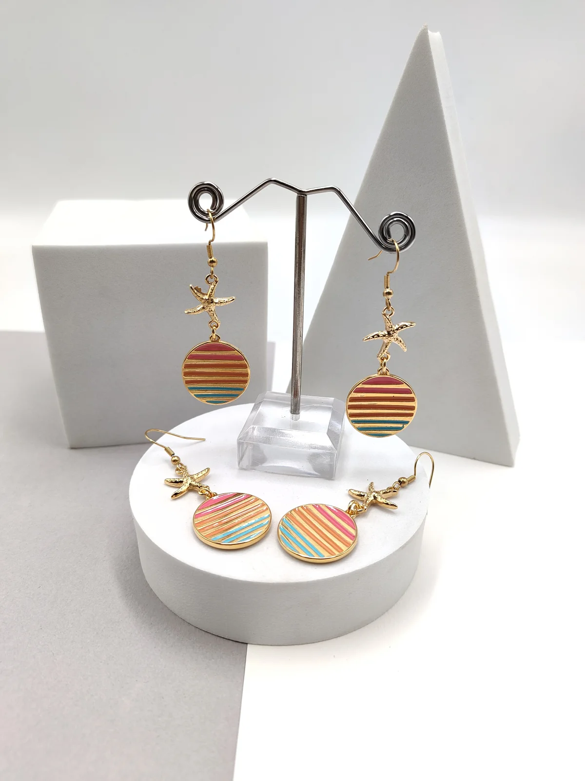 Stainless Steel Earrings with Enamel #722731