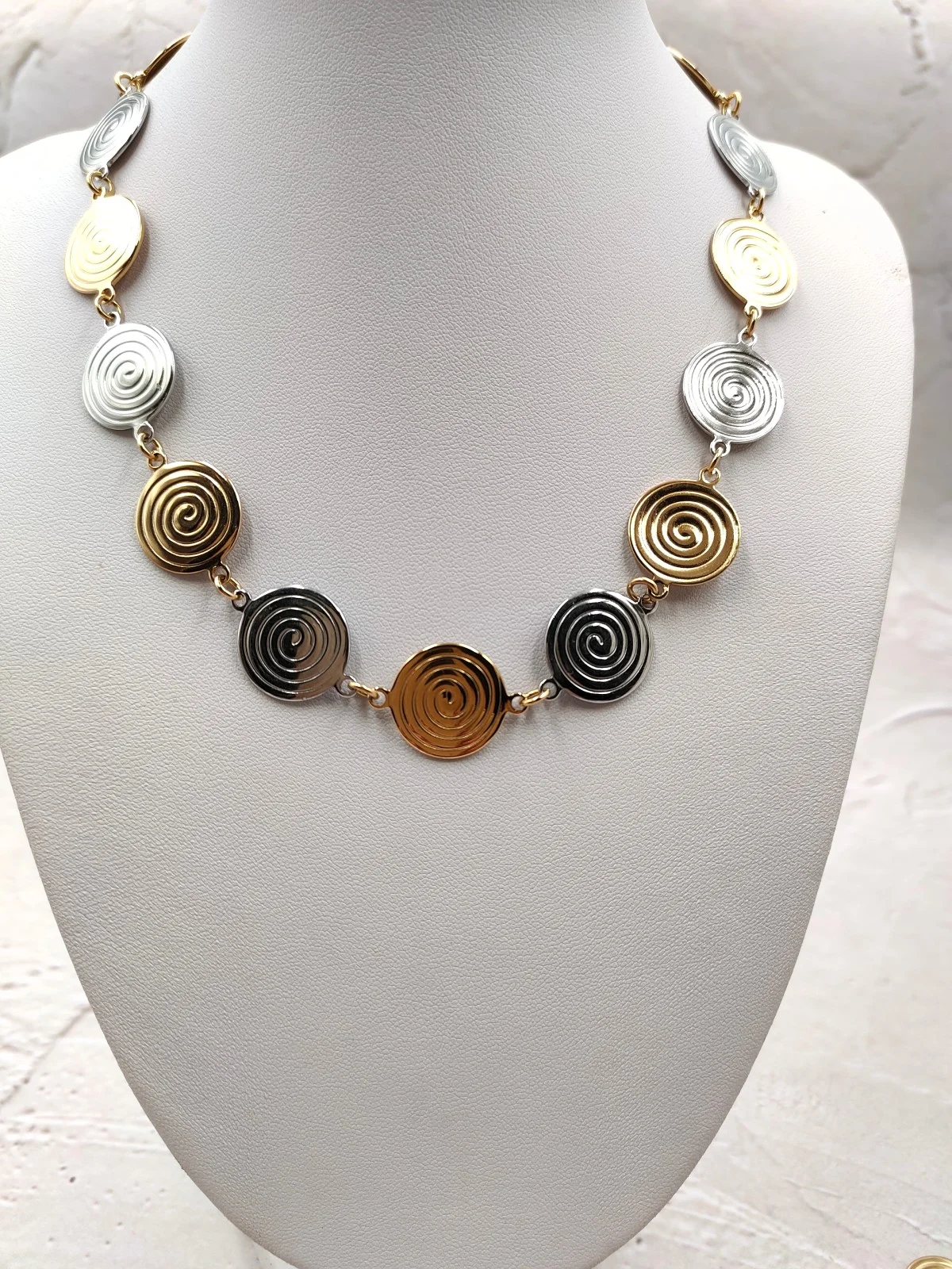 Stainless Steel Necklace with Circles and Spirals by Magis Handmade Jewels – view 3