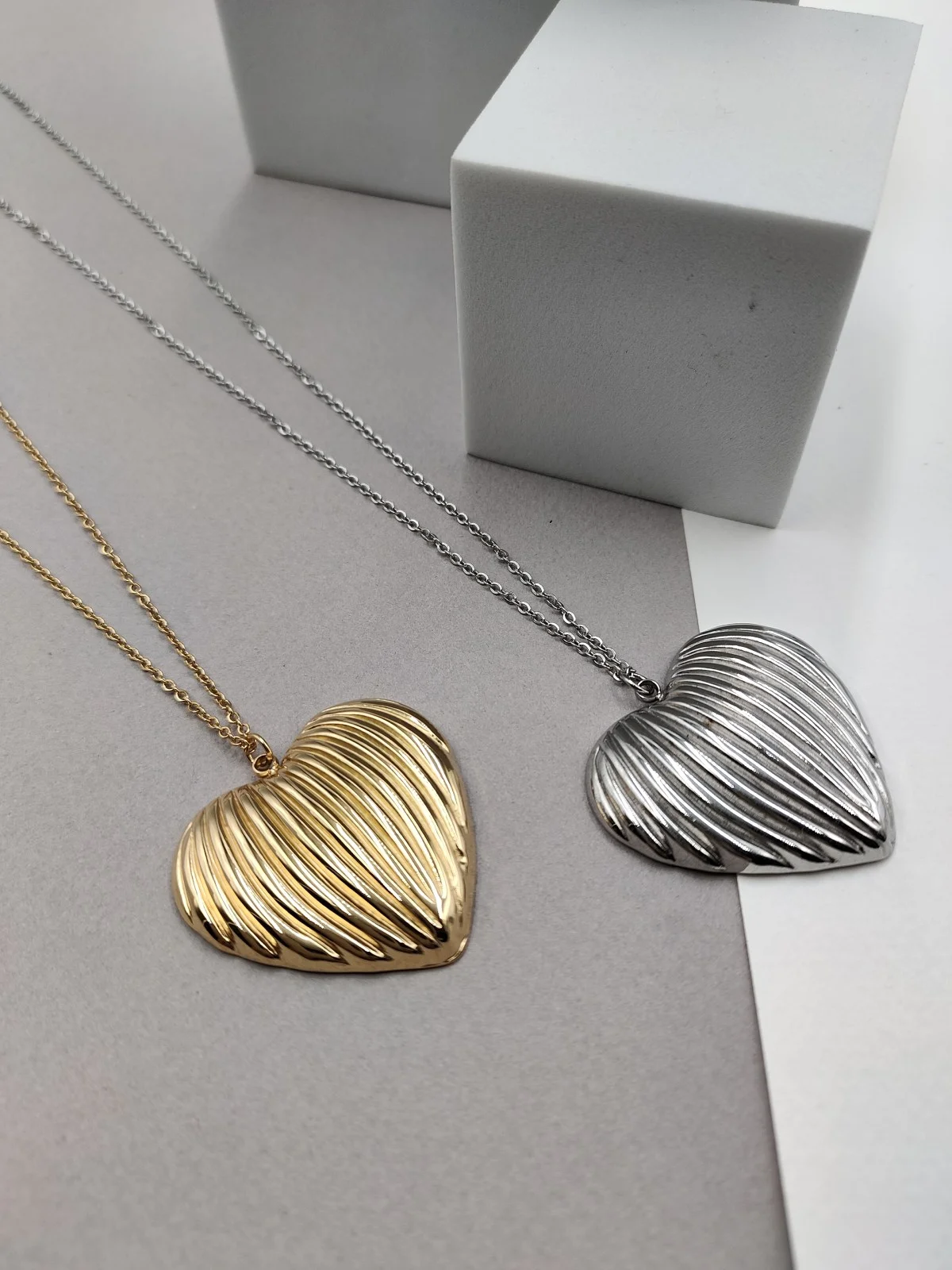 Stainless Steel Necklace with Large Heart by Magis Handmade Jewels – view 3