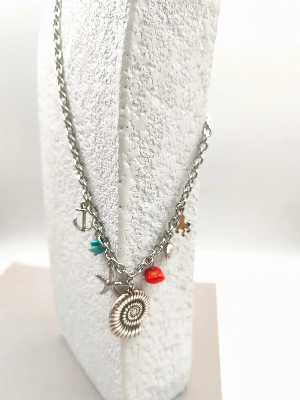 Stainless Steel Necklace with Silver-Plated Details by Magis Handmade Jewels – view 2