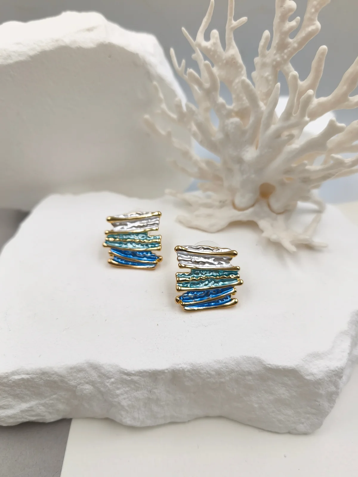 Stainless Steel Earrings with Enamel by Magis Handmade Jewels – view 2