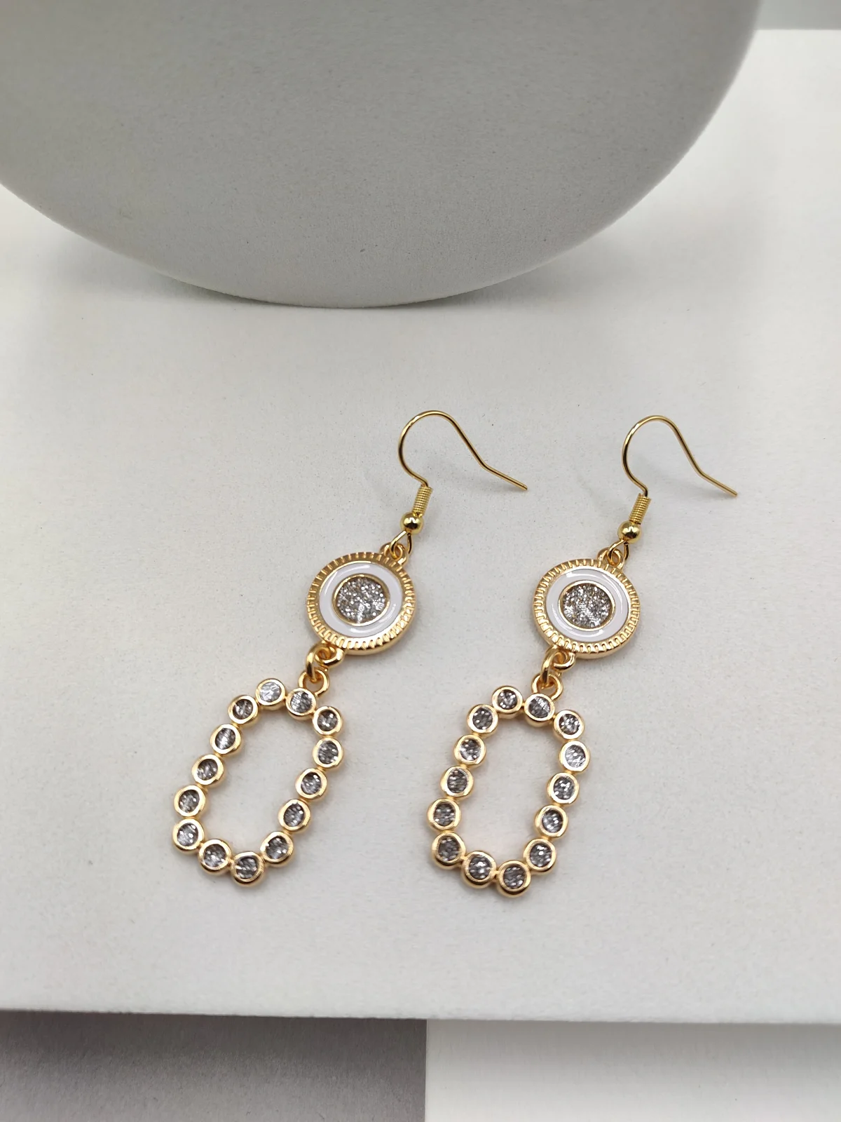 Gold-Plated Earrings with Enamel and Glitter by Magis Handmade Jewels – view 2