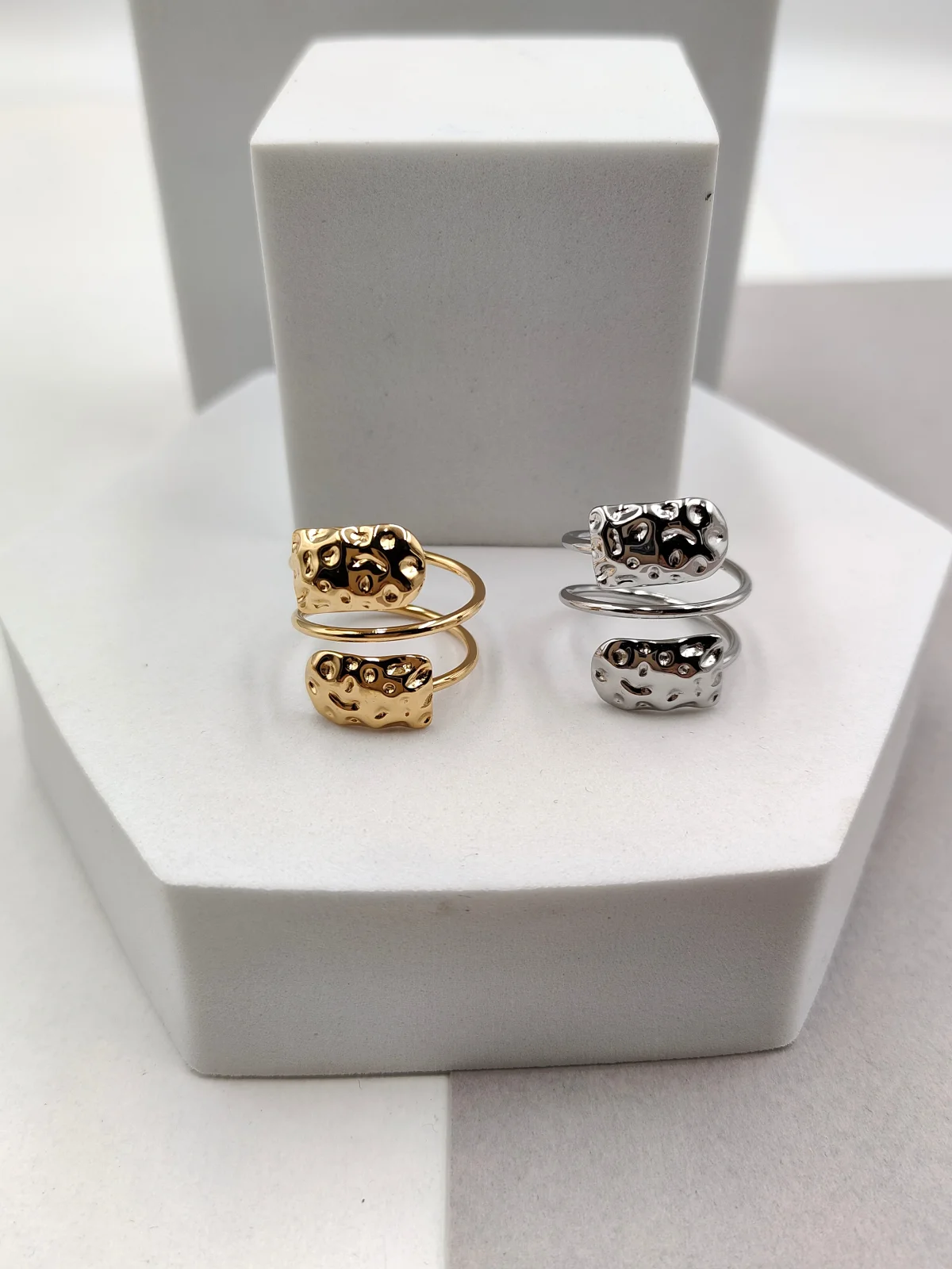 Stainless Steel Triple Embossed Ring by Magis Handmade Jewels – view 2