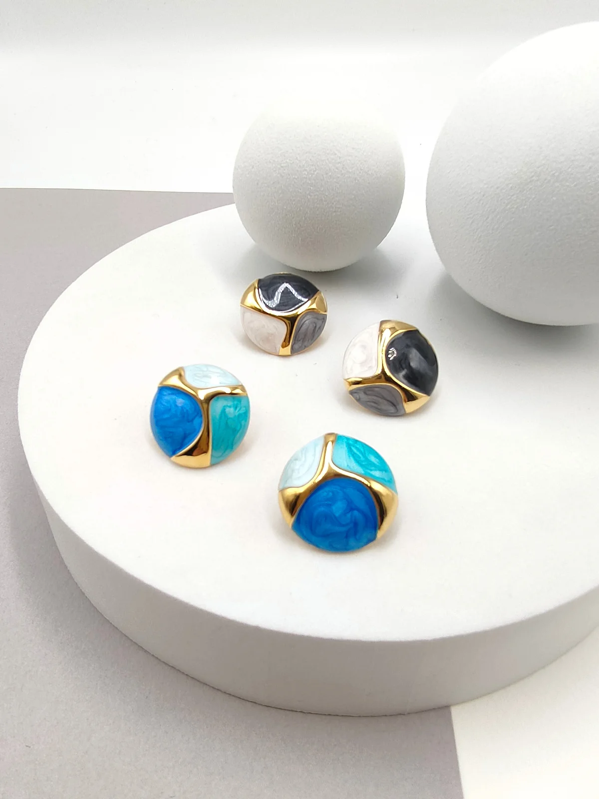 Stainless Steel Earrings with Enamel by Magis Handmade Jewels – view 2