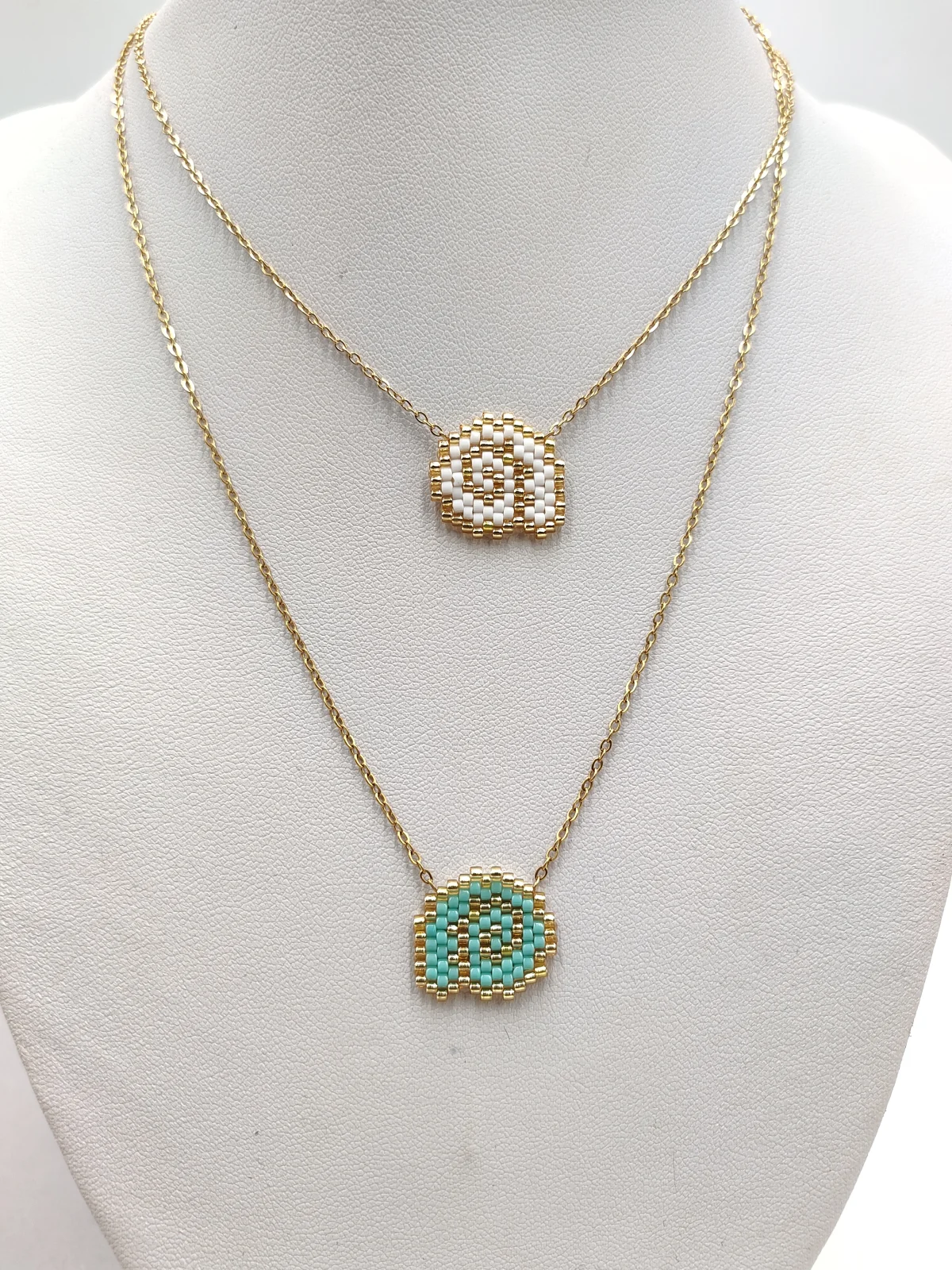 Stainless Steel Necklace with Miyuki Beads and Seashell #602856