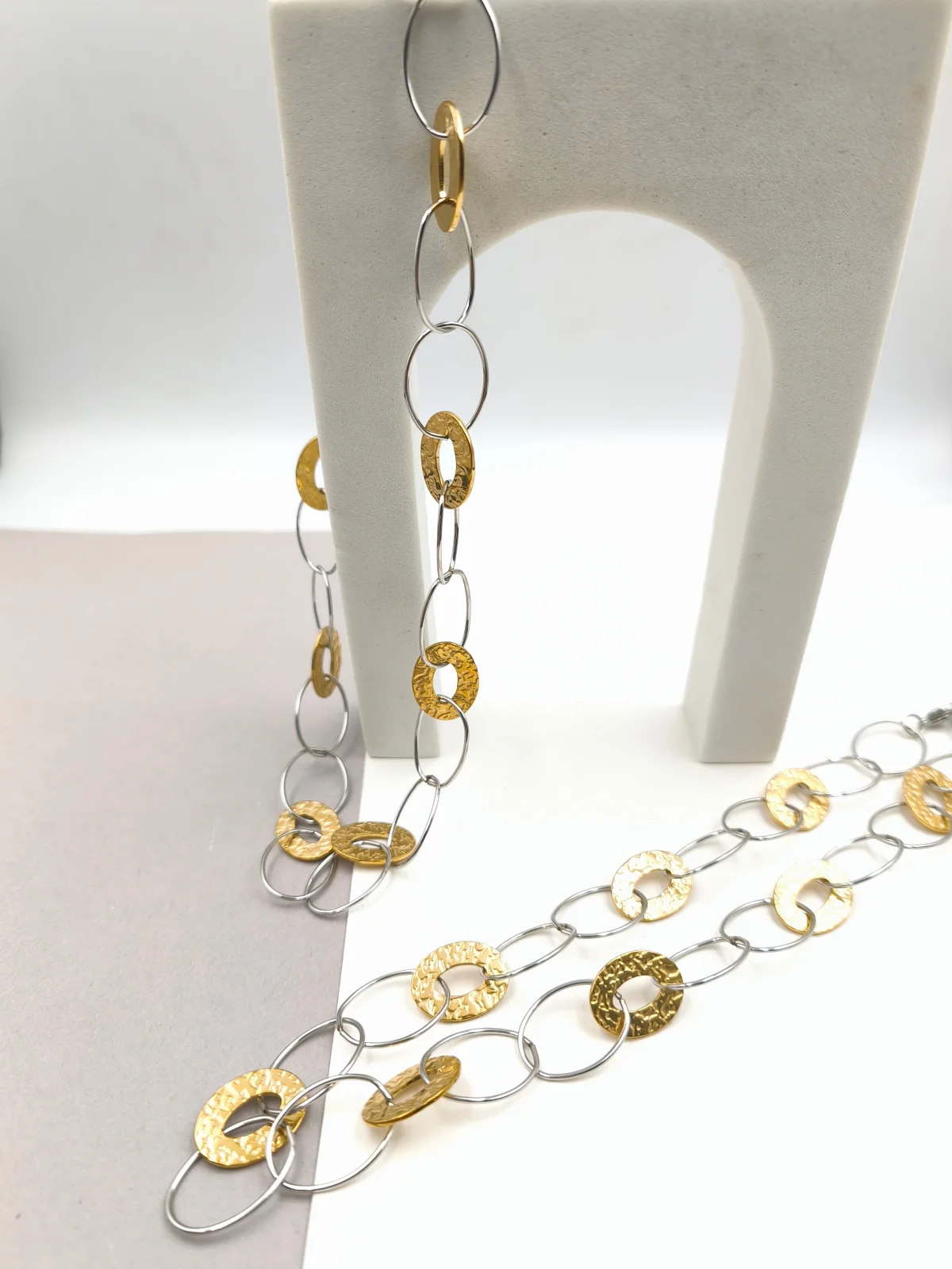 Stainless Steel Two-Tone Necklace by Magis Handmade Jewels – view 2
