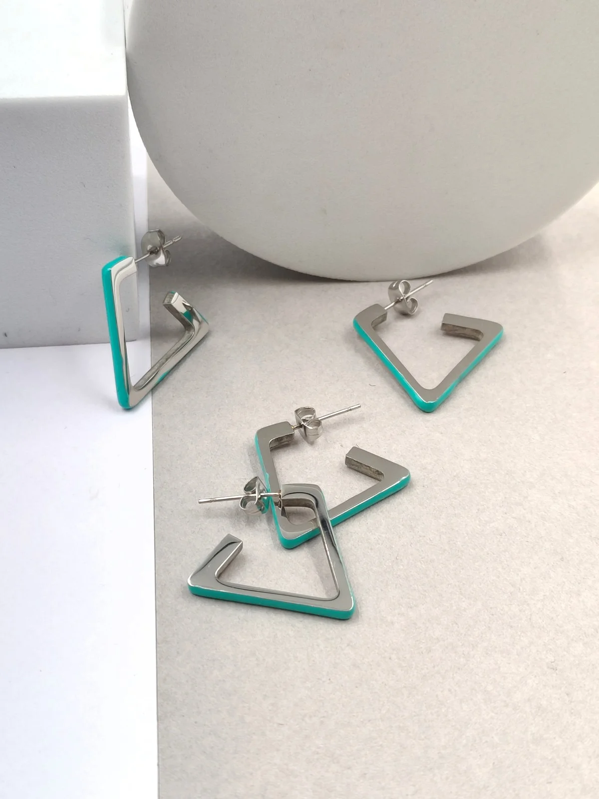 Stainless Steel Earrings with Enamel by Magis Handmade Jewels – view 4
