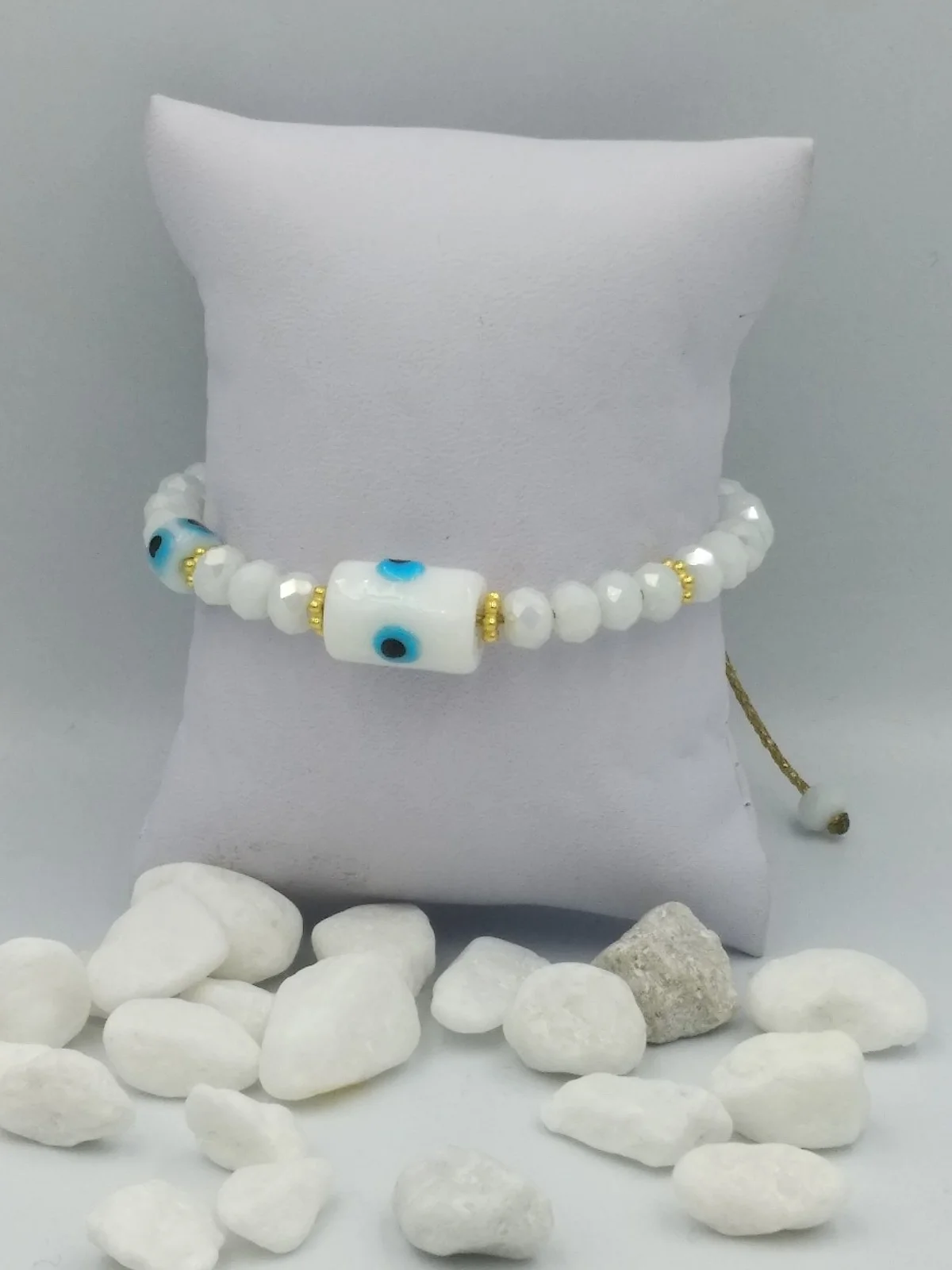 Bracelet with Crystals and Evil Eyes by Magis Handmade Jewels – view 3