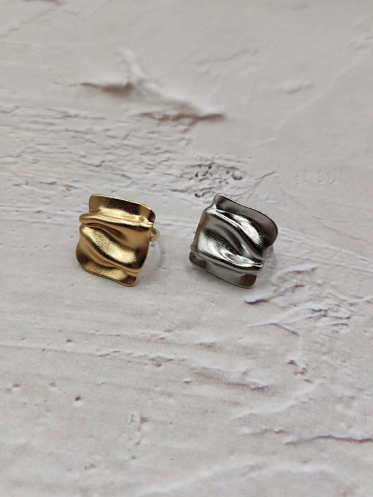 Stainless Steel Square Embossed Ring by Magis Handmade Jewels – view 2