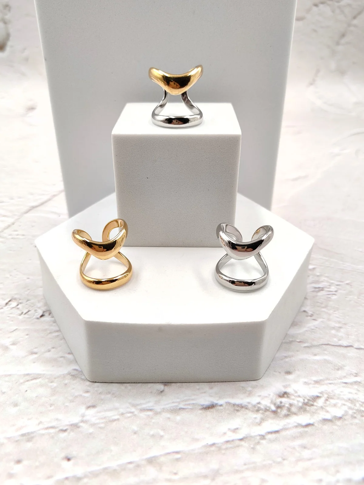 Stainless Steel Double Ring by Magis Handmade Jewels – view 2