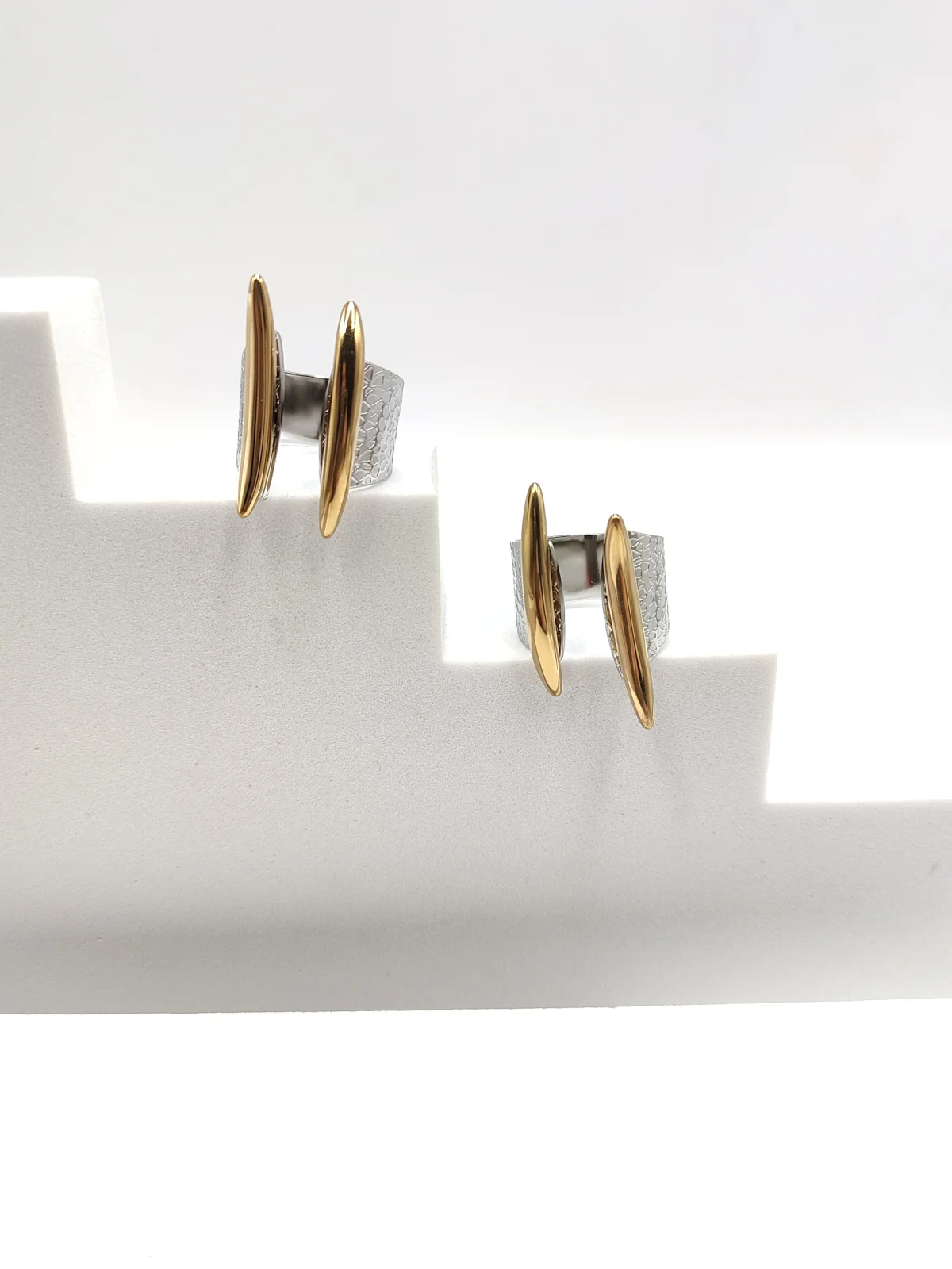 Stainless Steel Two-Tone Ring with Opening by Magis Handmade Jewels – view 2