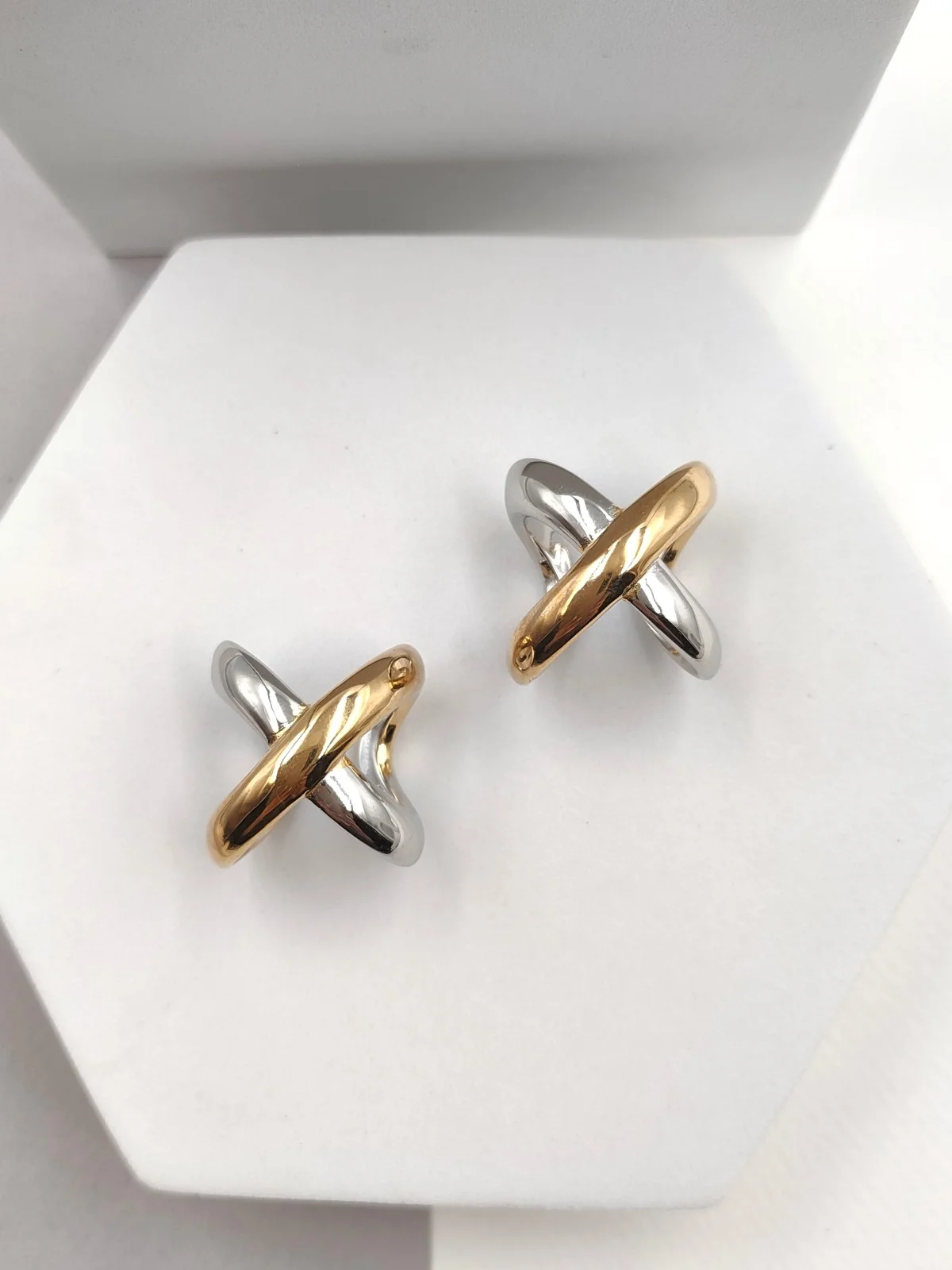 Stainless Steel Crossover Two-Tone Ring by Magis Handmade Jewels – view 3