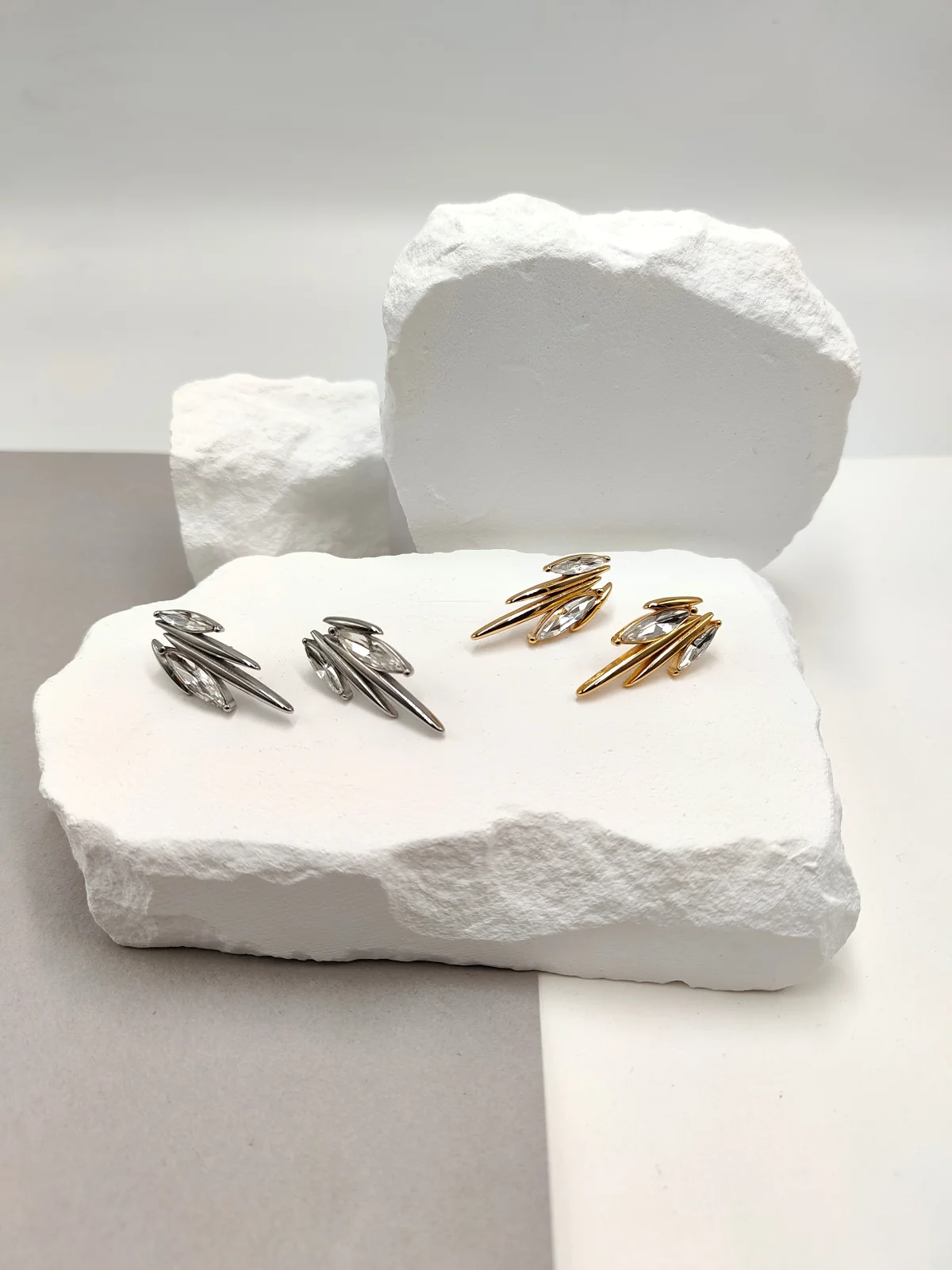 Stainless Steel Earrings with Crystals by Magis Handmade Jewels – view 2