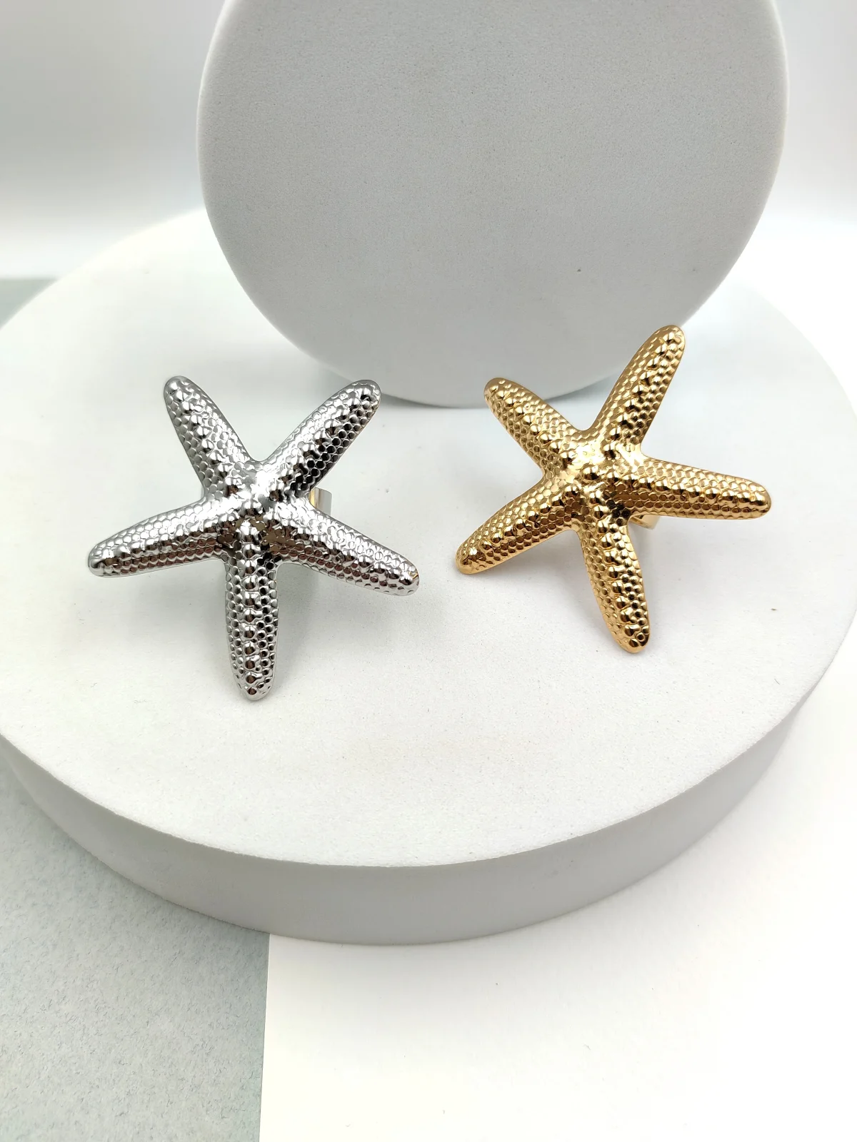 Stainless Steel Ring with Embossed Starfish by Magis Handmade Jewels – view 3