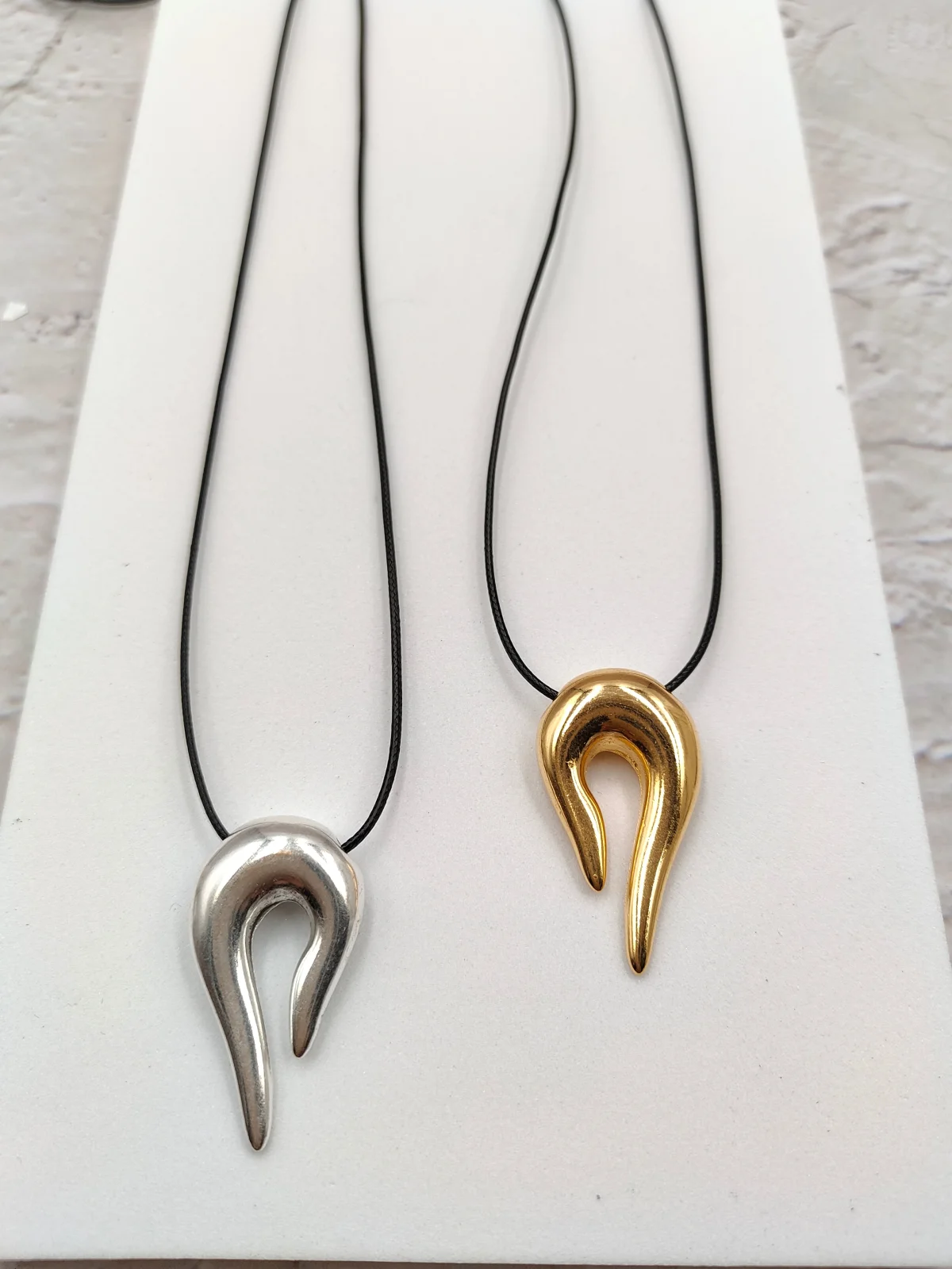 Long Necklace with Cord and Irregular Motif by Magis Handmade Jewels – view 4