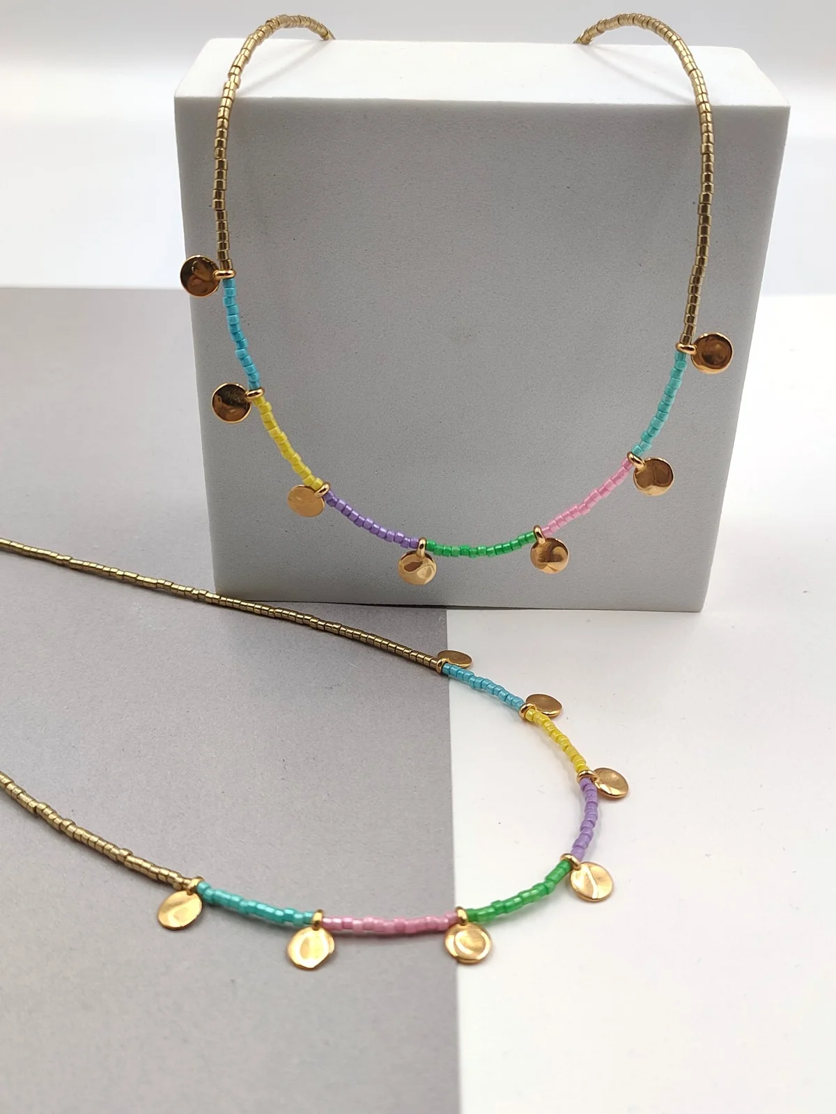Necklace with Miyuki Beads and Gold-Plated Details by Magis Handmade Jewels – view 2