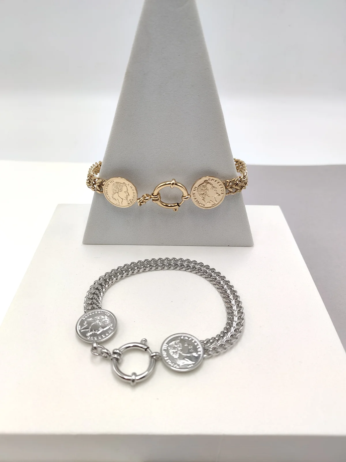 Stainless Steel Bracelet with Embossed Designs by Magis Handmade Jewels – view 2