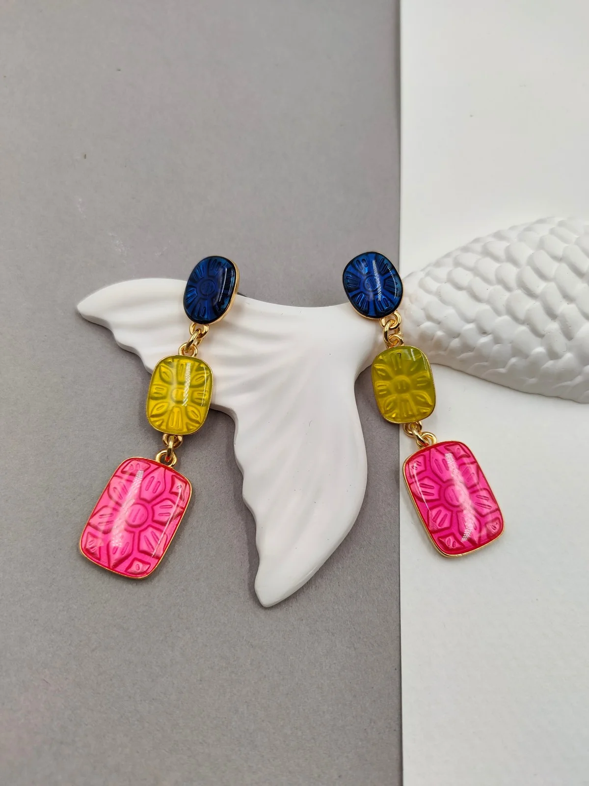 Gold-Plated Earrings with Enamel by Magis Handmade Jewels – view 2