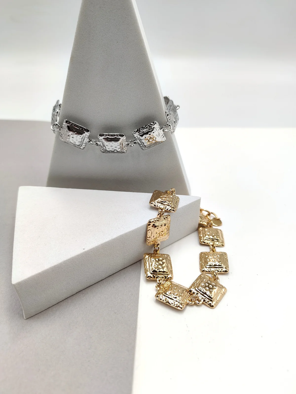 Stainless Steel Bracelet with Embossed Squares by Magis Handmade Jewels – view 3