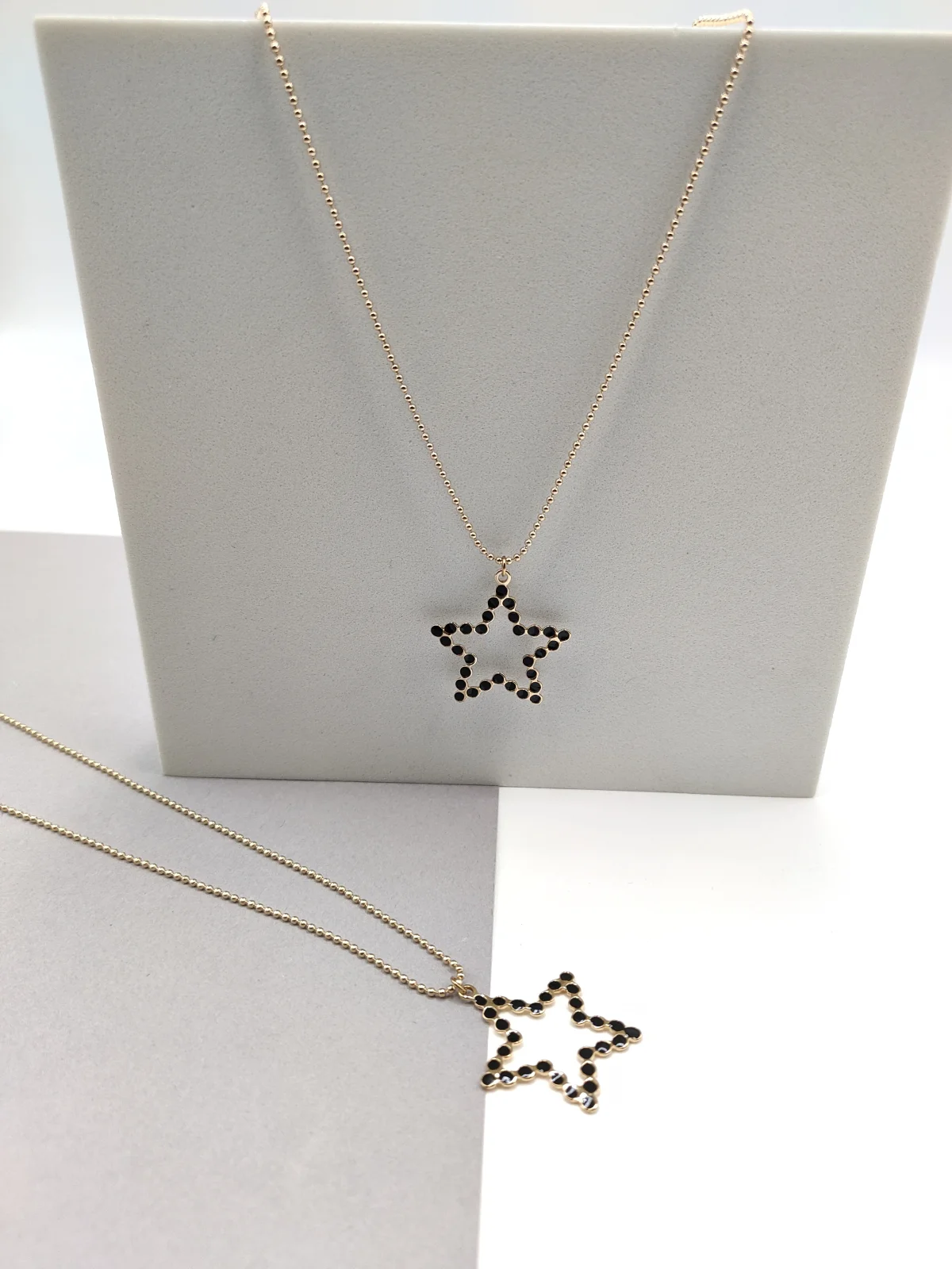 Stainless Steel Necklace with Star and Rhinestones by Magis Handmade Jewels – view 2