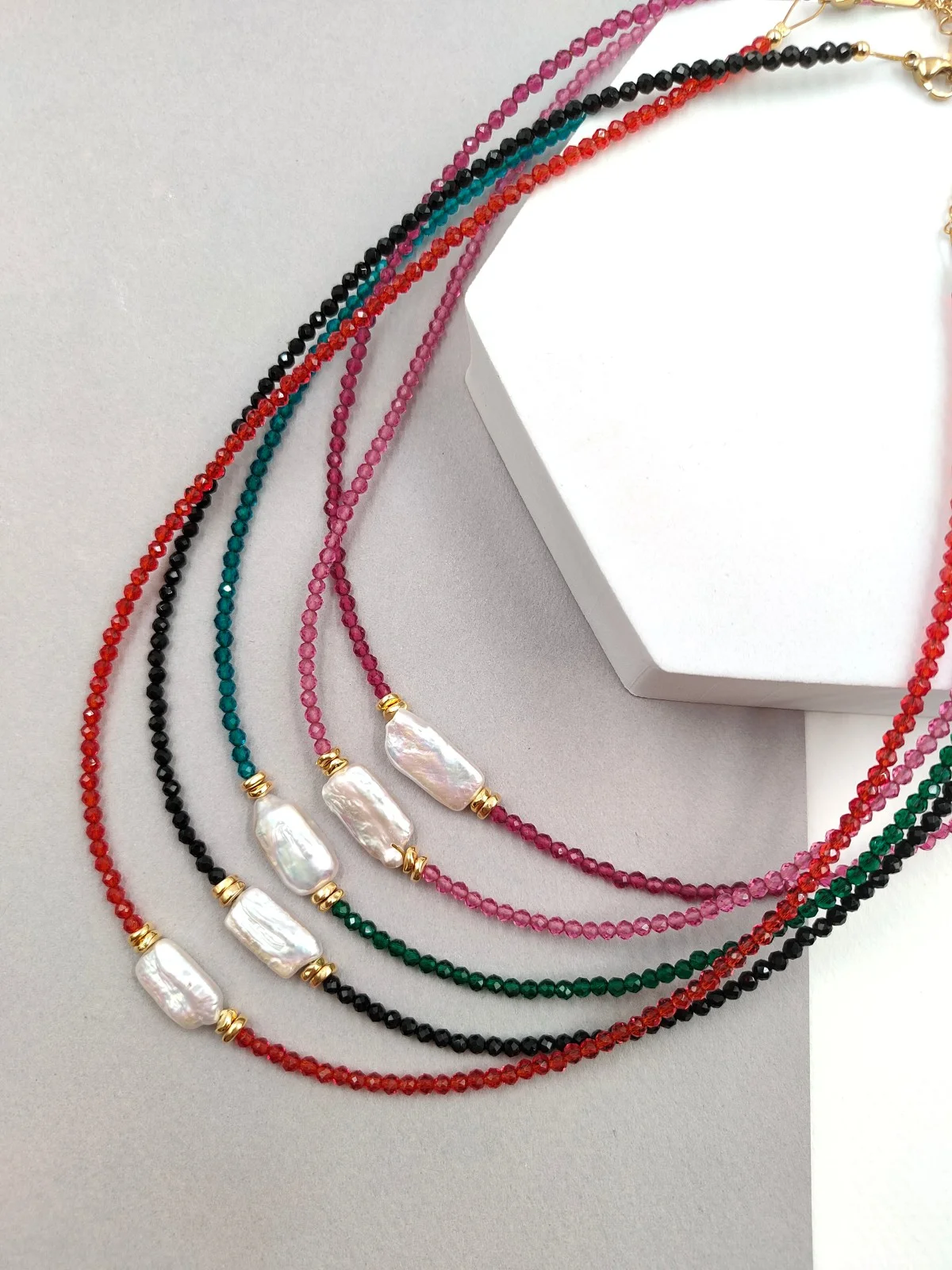 Necklace with Crystals and Baroque Pearl by Magis Handmade Jewels – view 2