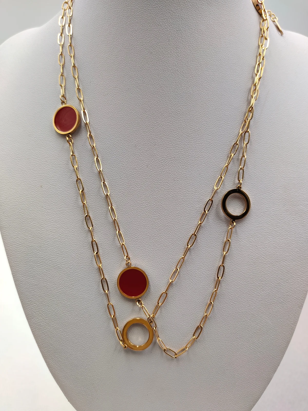 Stainless Steel Long Necklace with Enamel by Magis Handmade Jewels – view 4