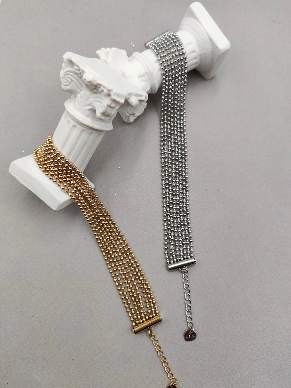 Stainless Steel Multi-Strand Bracelet with Chains by Magis Handmade Jewels – view 2