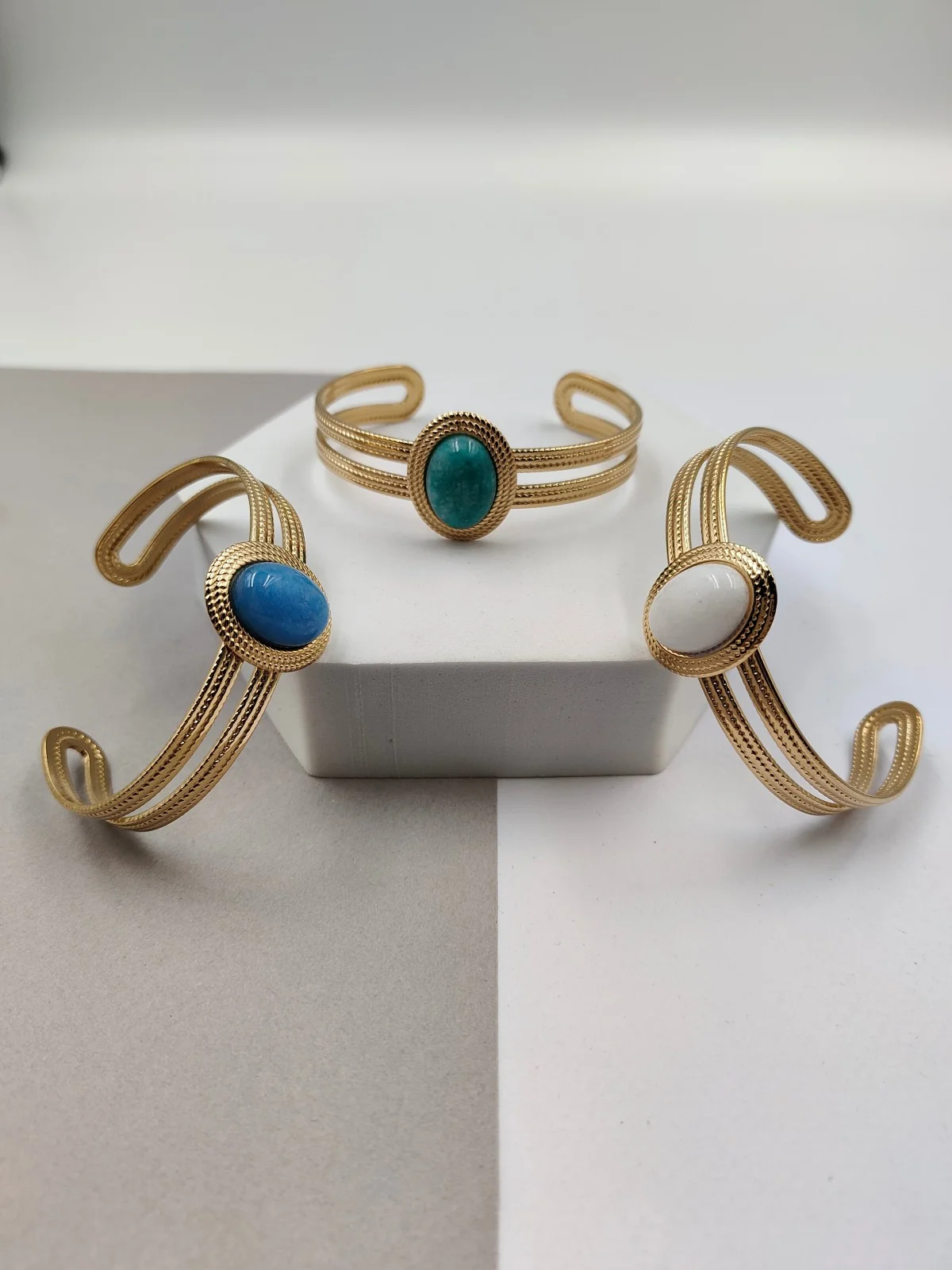 Stainless Steel Bracelet with Nephrite Jade Stone by Magis Handmade Jewels – view 2