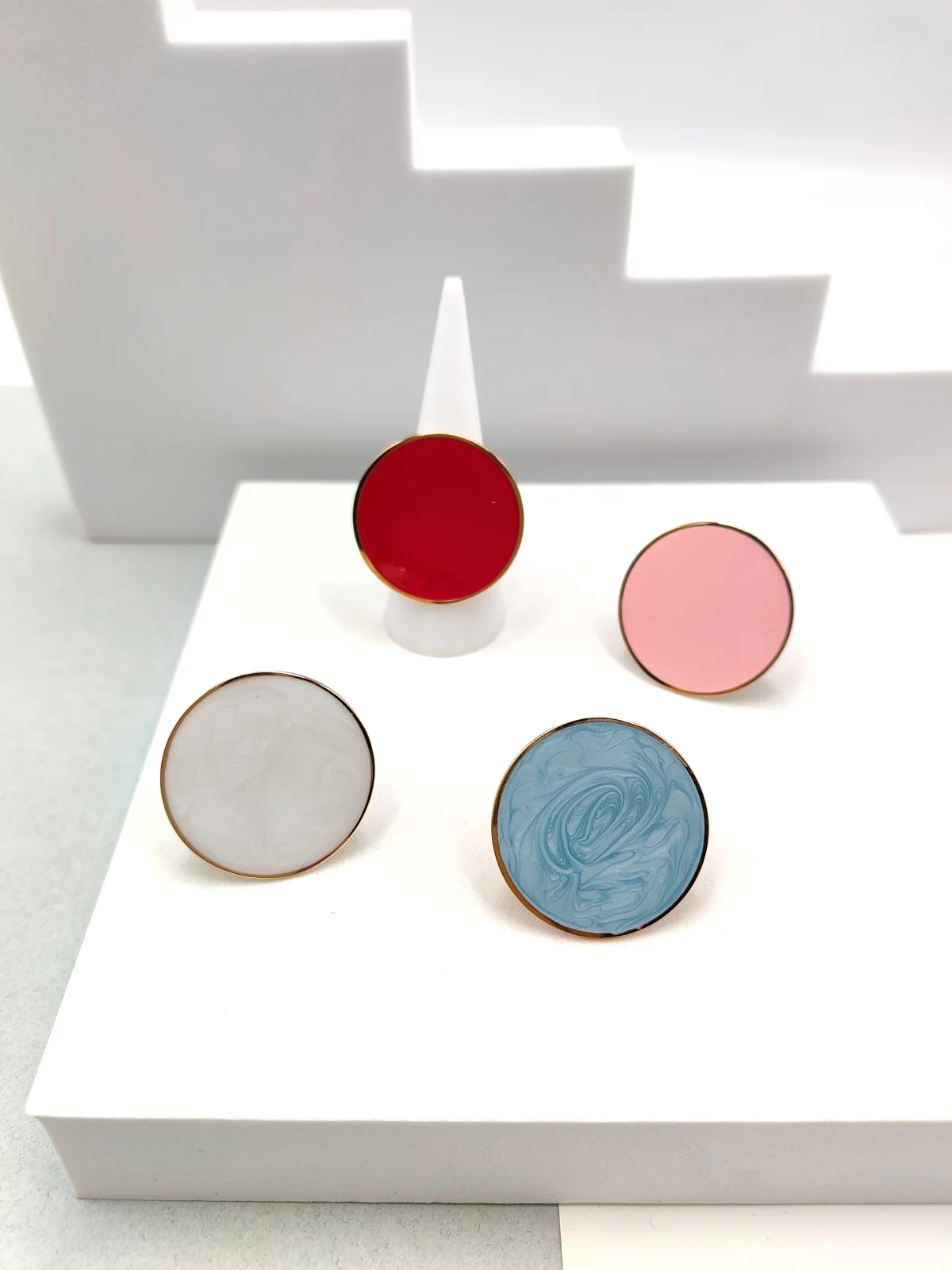 Stainless Steel Round Ring with Enamel by Magis Handmade Jewels – view 3