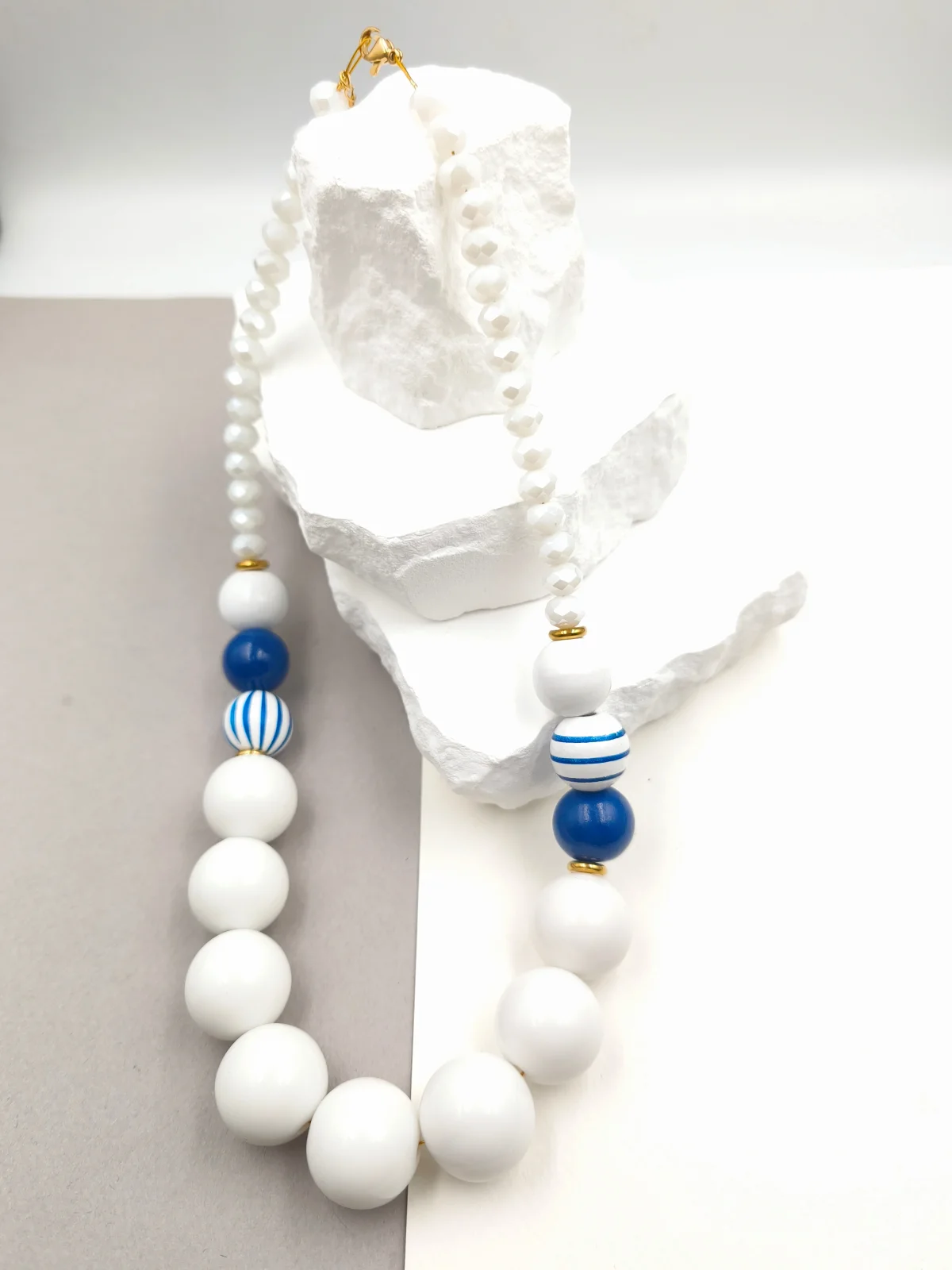 Necklace with Crystals, Wooden and Acrylic Beads by Magis Handmade Jewels – view 2