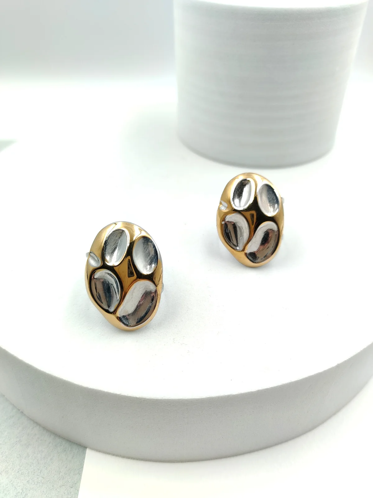 Stainless Steel Two-Tone Oval Ring by Magis Handmade Jewels – view 4