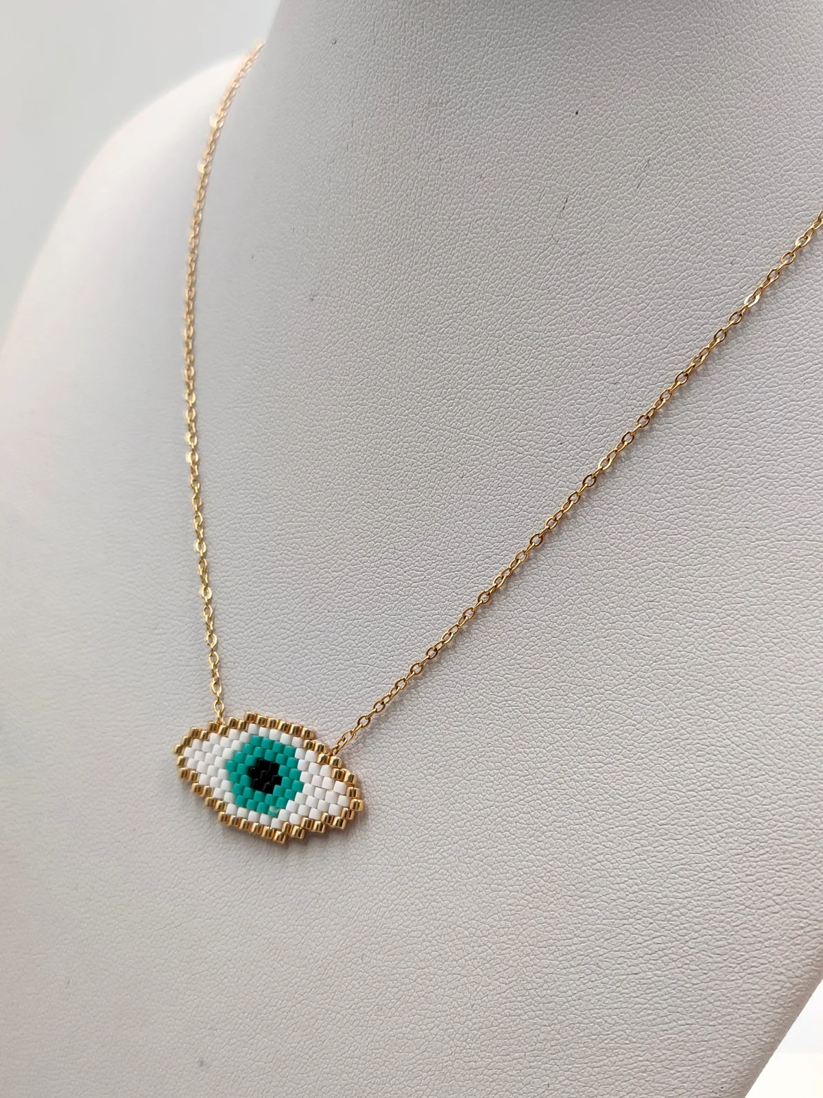 Stainless Steel Necklace with Miyuki Beads and Evil Eye #682507