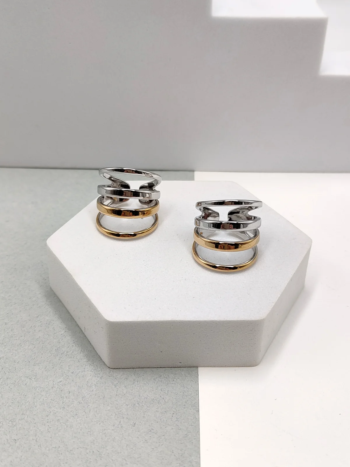 Stainless Steel Multi-Strand Two-Tone Ring by Magis Handmade Jewels – view 2