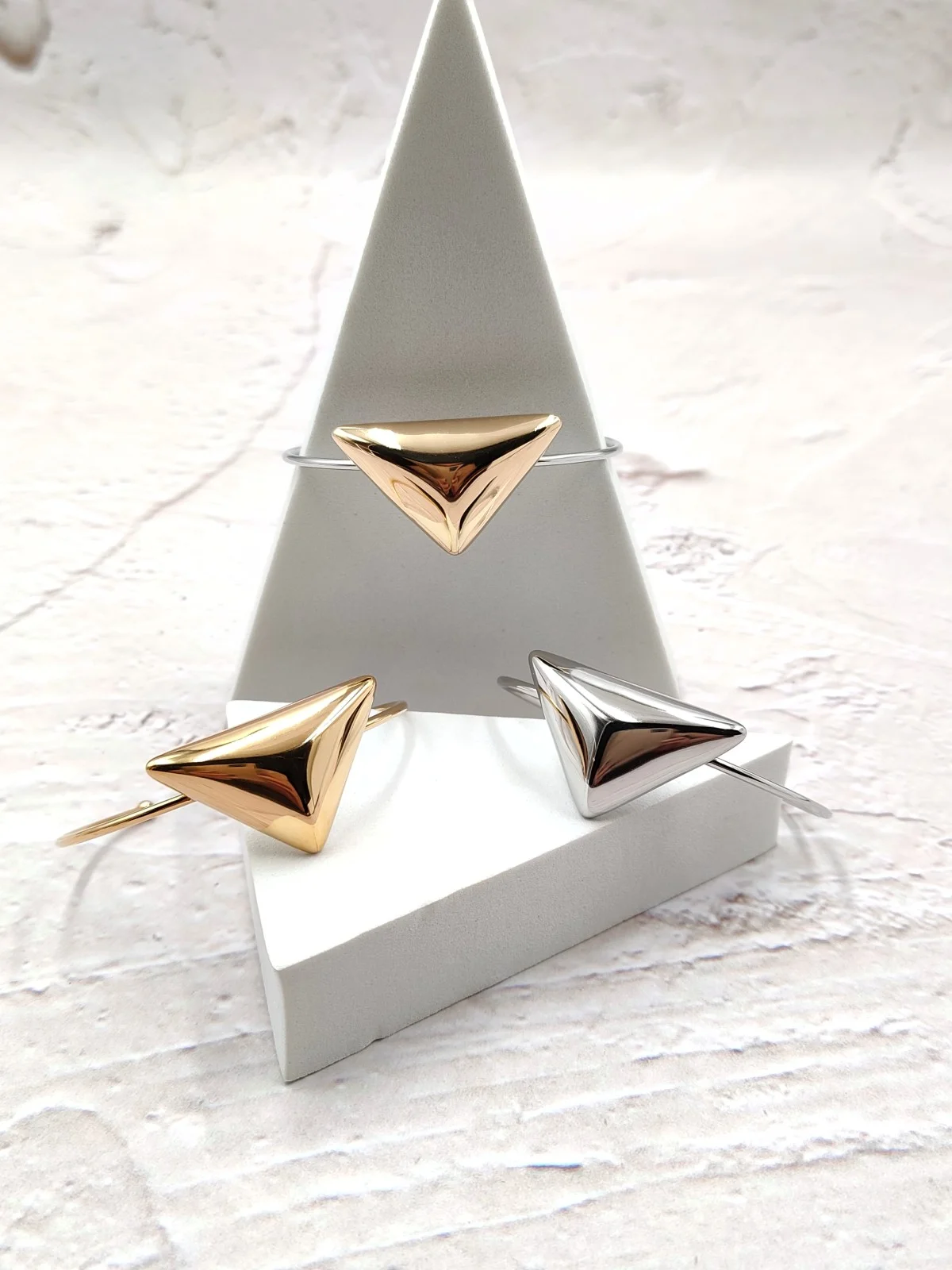 Stainless Steel Bracelet with Domed Triangle by Magis Handmade Jewels – view 3