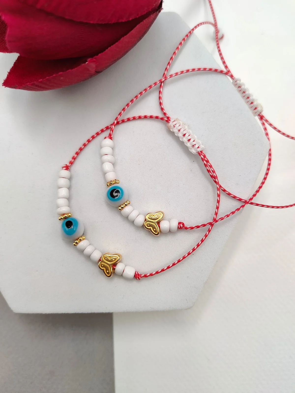 Traditional March Bracelet with Gold-Plated Details and Evil Eye by Magis Handmade Jewels – view 2