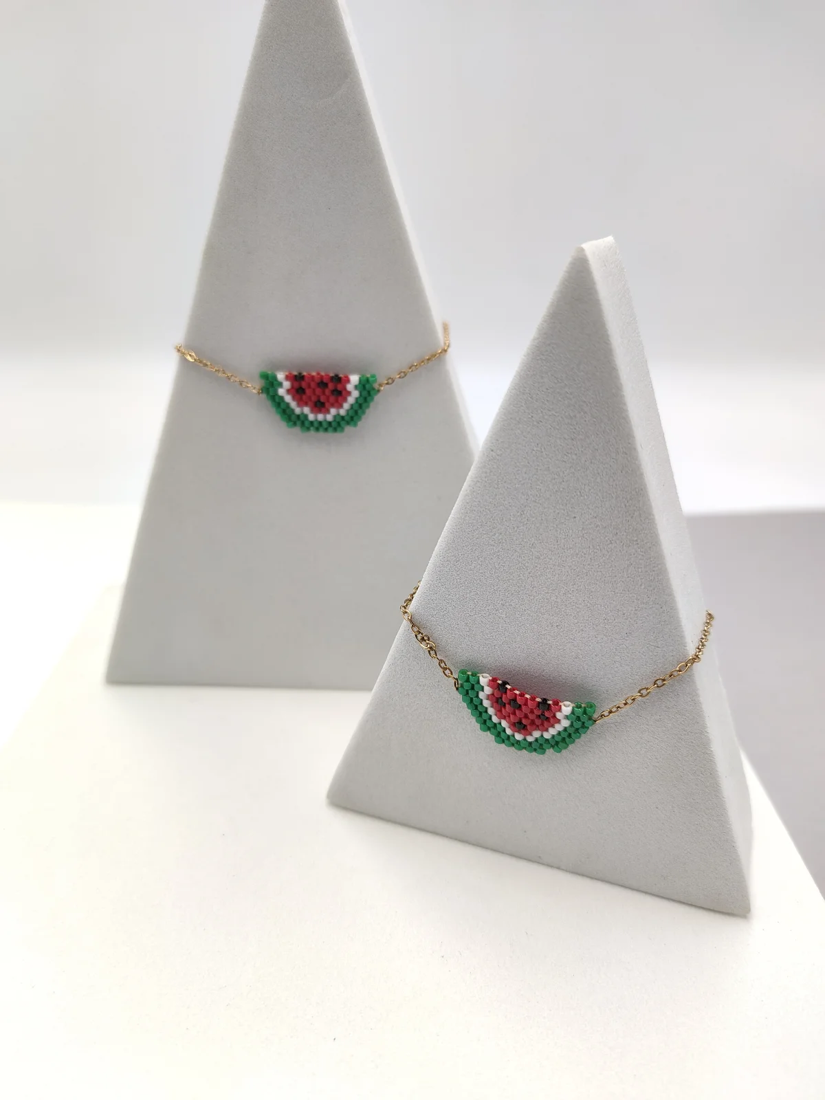 Stainless Steel Bracelet with Miyuki Beads and Watermelon by Magis Handmade Jewels – view 2