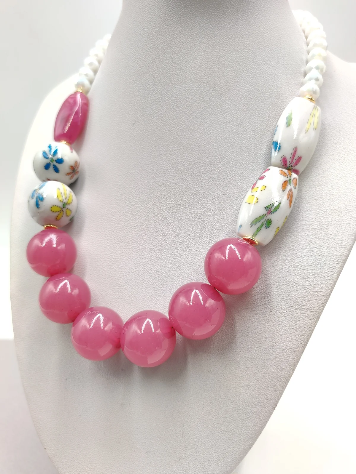 Necklace with Acrylic Beads and Crystals by Magis Handmade Jewels – view 2