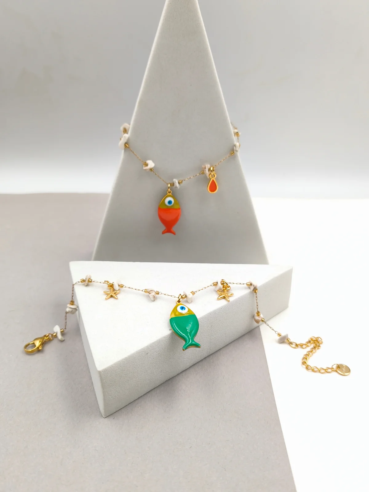 Stainless Steel Bracelet with Gold-Plated Details and Enamel by Magis Handmade Jewels – view 2