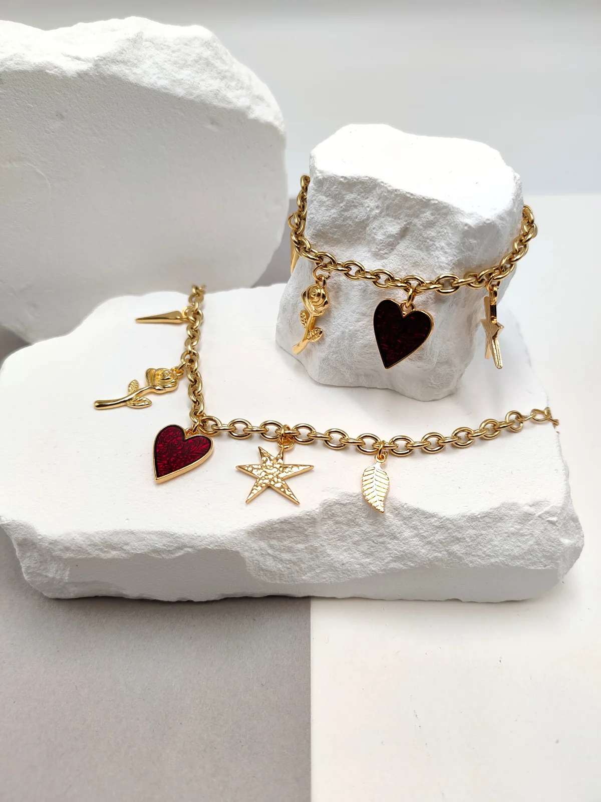 Stainless Steel Bracelet with Gold-Plated Details and Enamel by Magis Handmade Jewels – view 2
