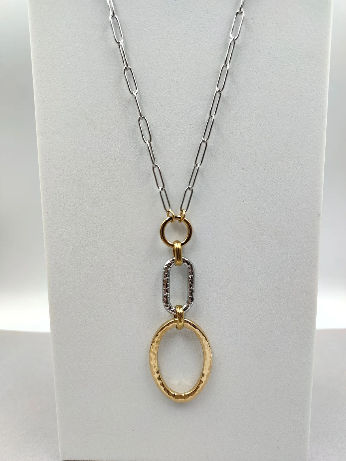 Stainless Steel Necklace with Two-Tone Geometric Motif by Magis Handmade Jewels – view 3