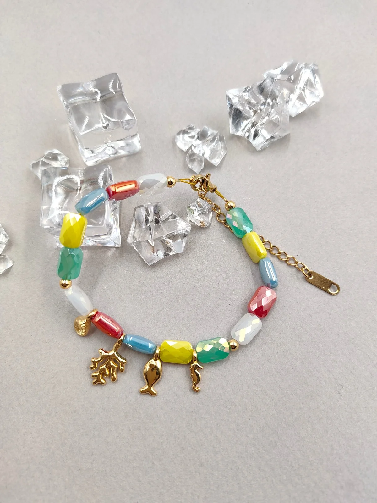 Bracelet with Faceted Crystals and Gold-Plated Details by Magis Handmade Jewels – view 2
