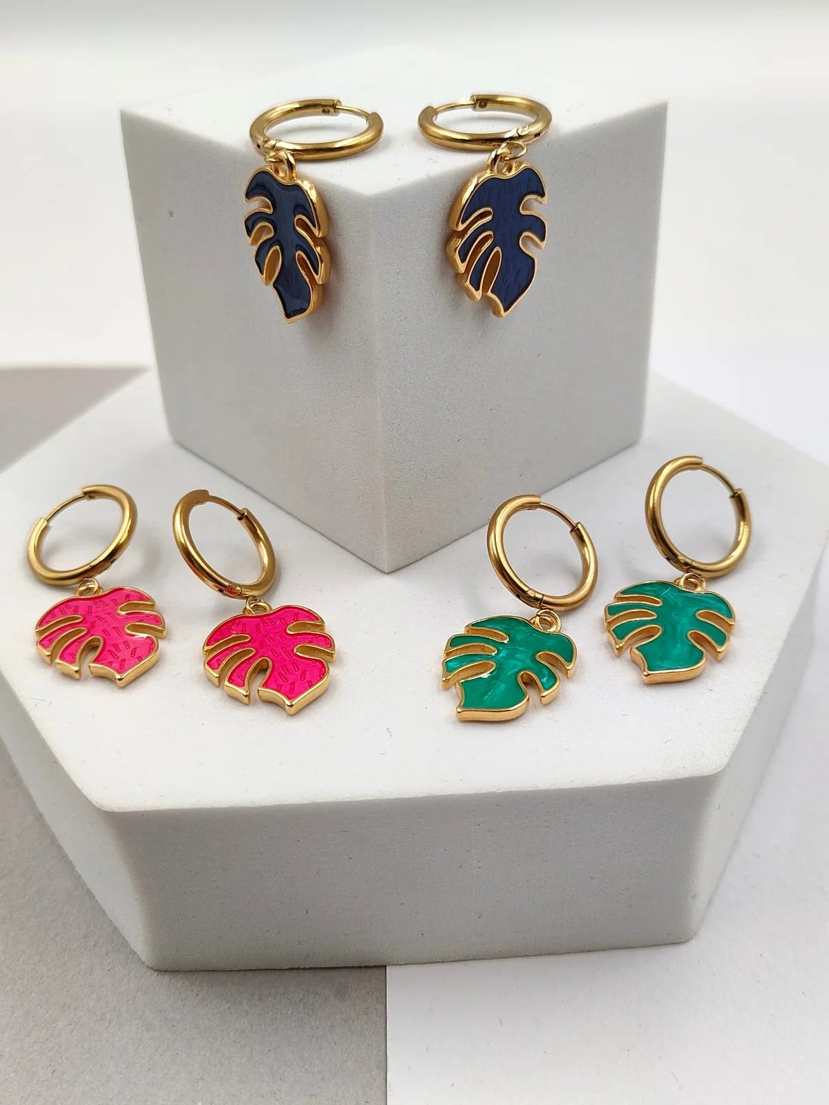 Stainless Steel Earrings with Enamel by Magis Handmade Jewels – view 2