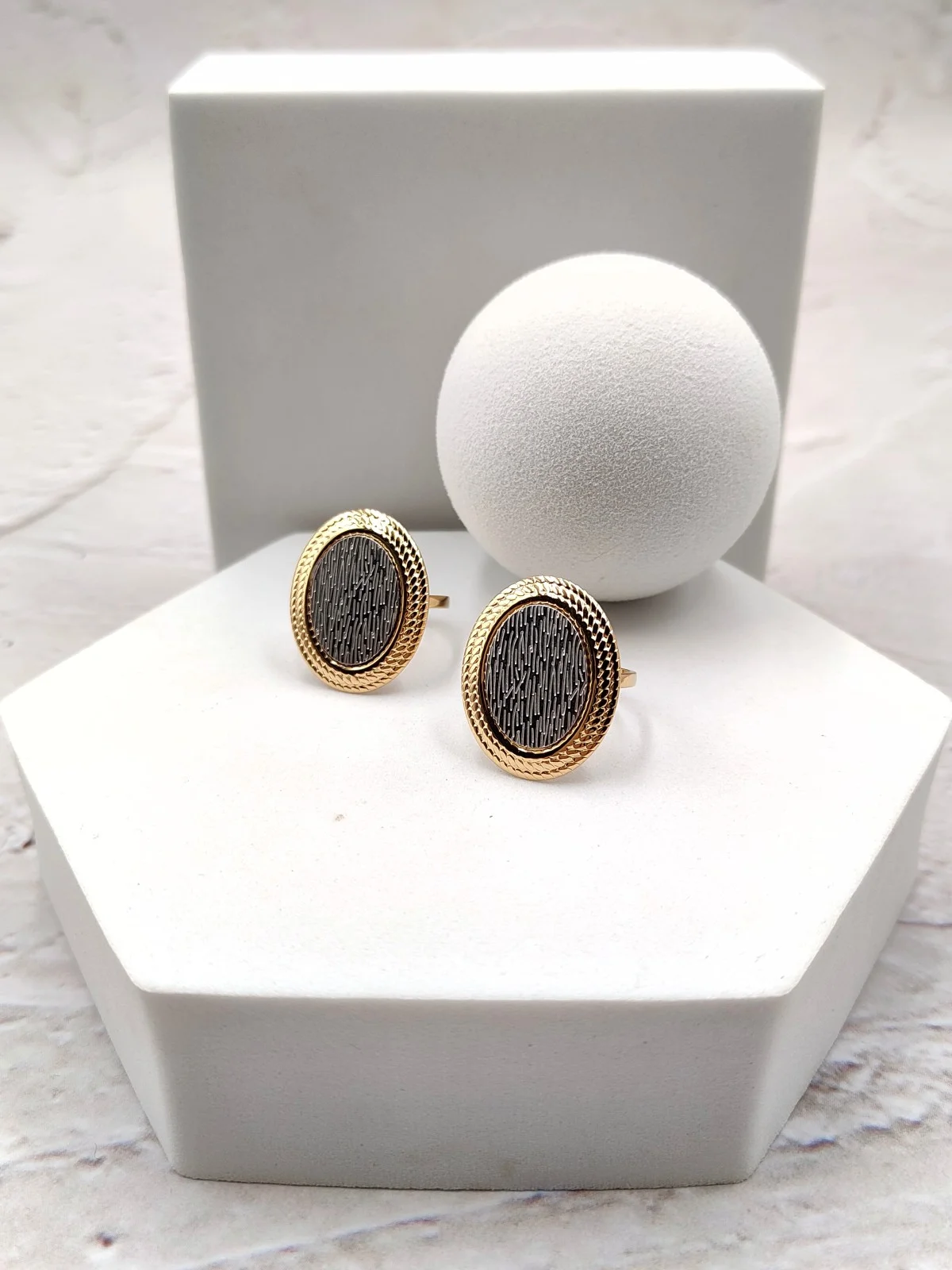 Stainless Steel Oval Two-Tone Ring by Magis Handmade Jewels – view 2