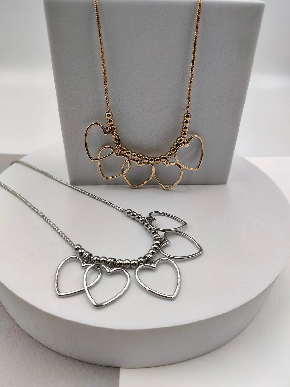 Stainless Steel Necklace with Hearts #751533