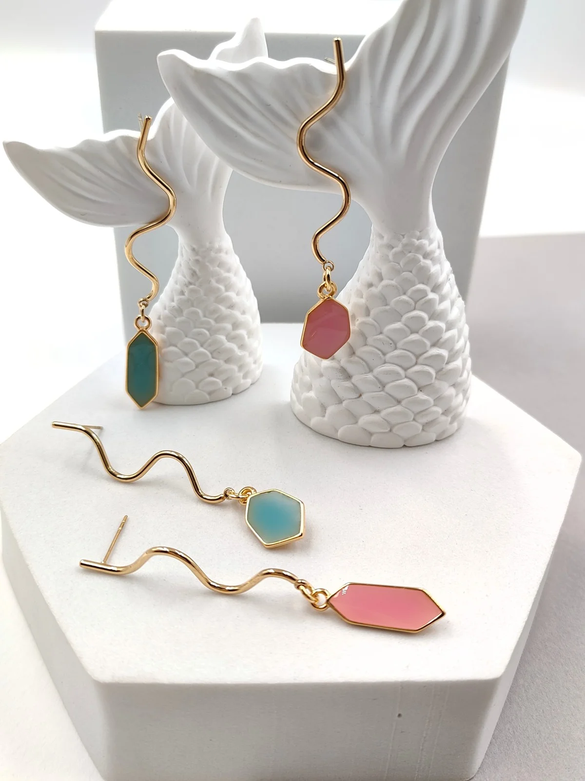 Stainless Steel Earrings with Enamel by Magis Handmade Jewels – view 2